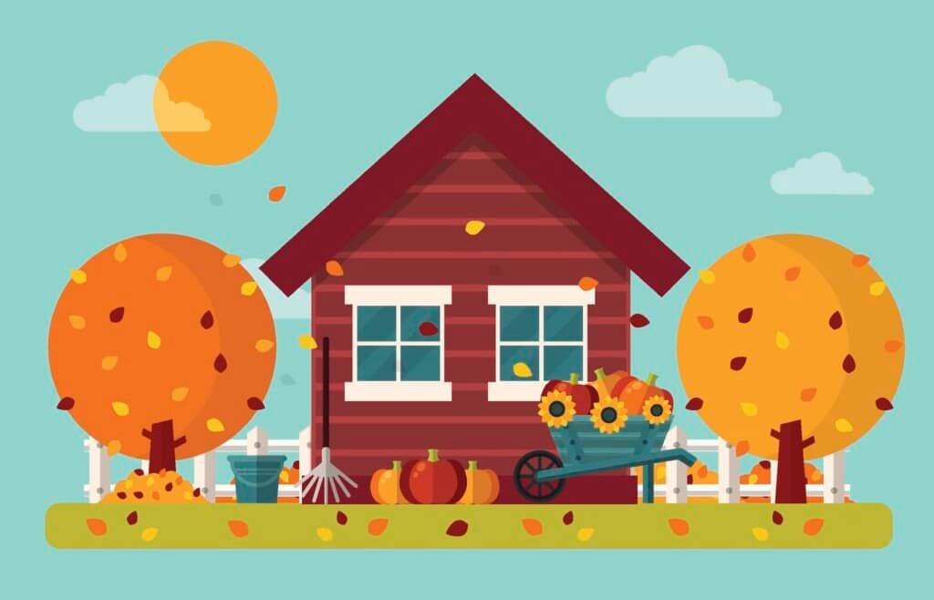 drawing of house in fall